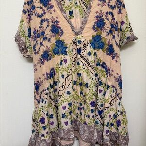 Free People Dress with Blue and Purple Floral Print